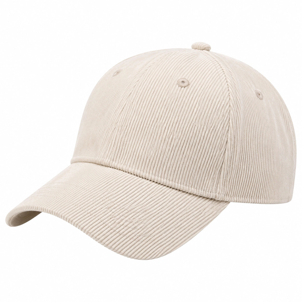 Cappellino da baseball taglia unica in tessuto a coste beige con visiera curva