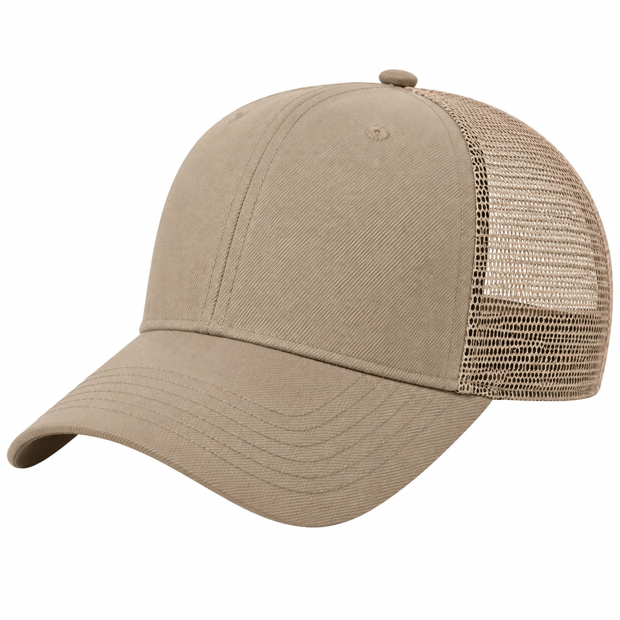 Cappellino da baseball taglia unica in cotone beige con rete traspirante