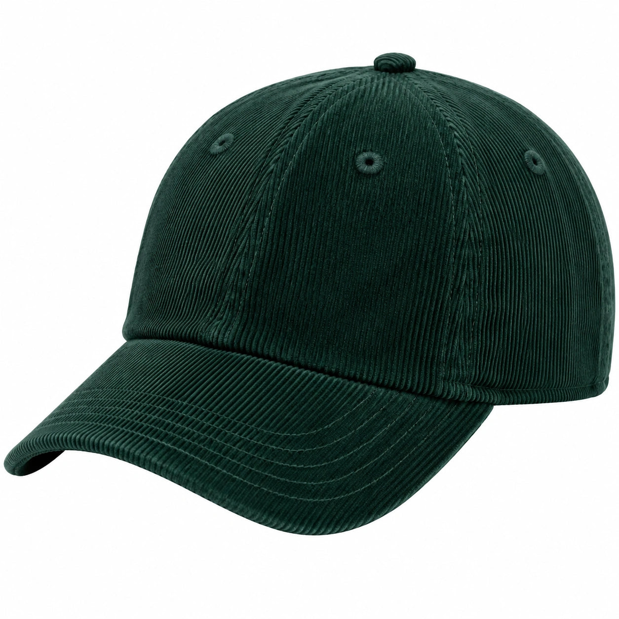 Cappellino da baseball taglia unica in tessuto a coste verde scuro con visiera curva