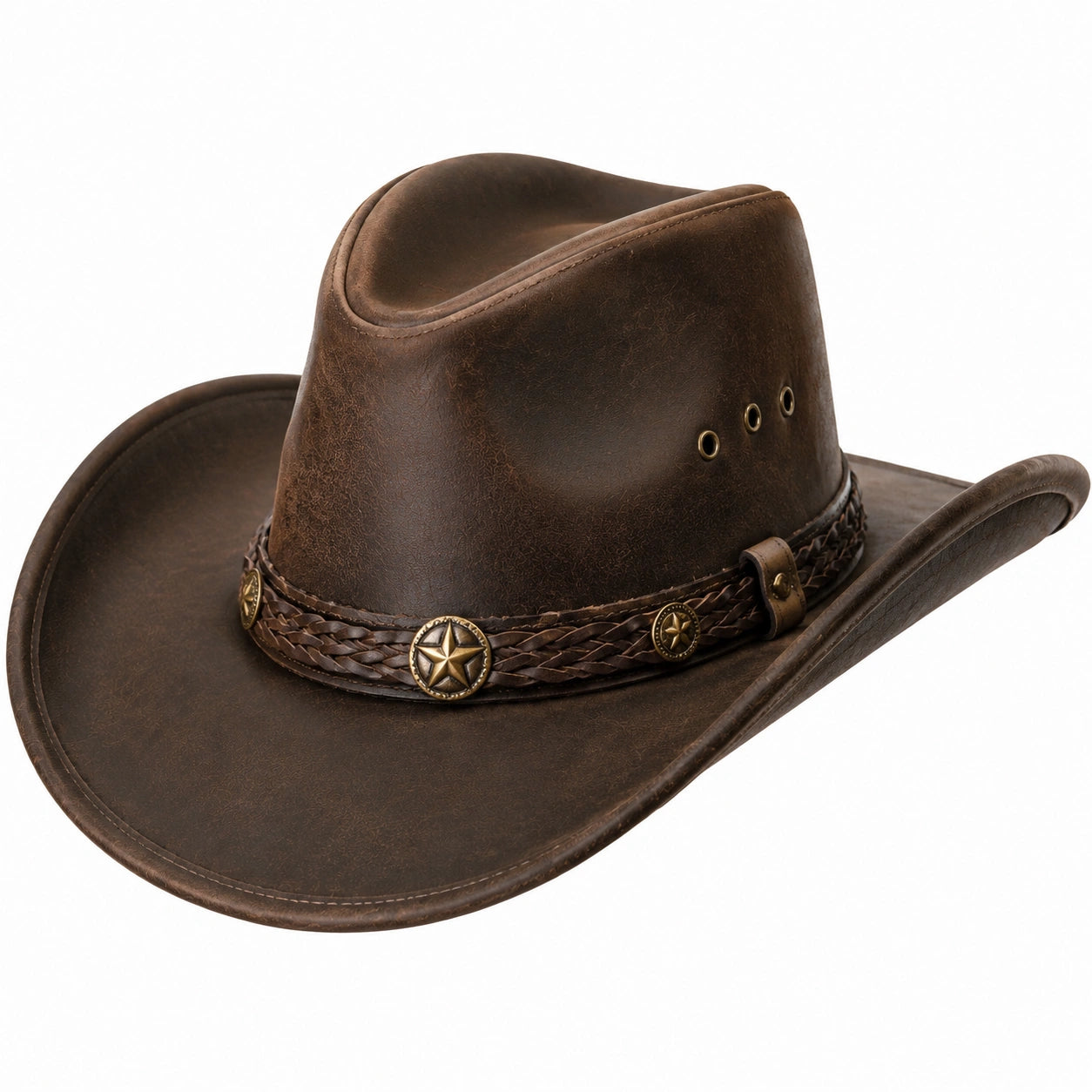 Cappello cowboy taglia unica marrone effetto pelle stile western