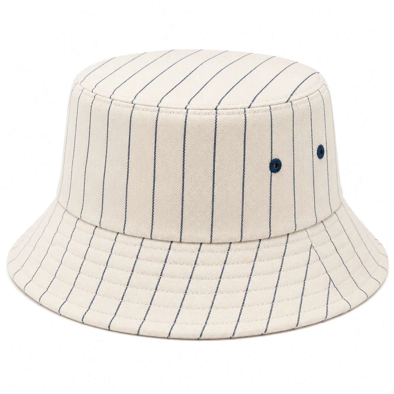 Cappello pescatore taglia unica in tessuto avorio a righe blu - tesa morbida stile casual