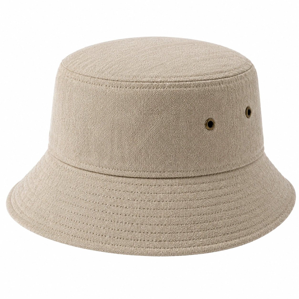 Cappello da pescatore taglia unica in tessuto beige con occhielli stile casual