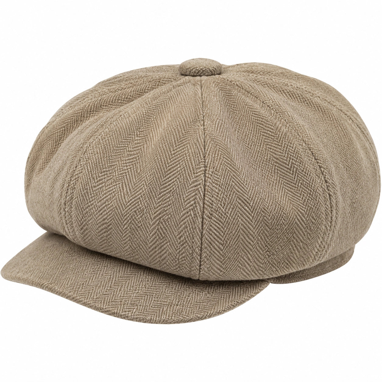 Cappello da strillone taglia unica in tessuto beige a spina di pesce stile classico