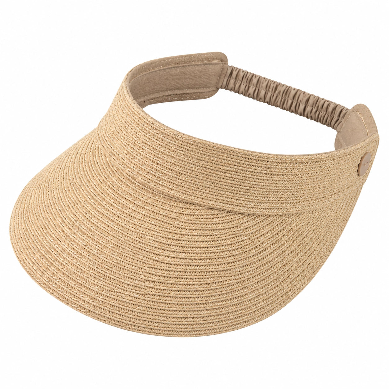 Visiera parasole taglia unica in fibra intrecciata beige - regolabile con fascia elastica